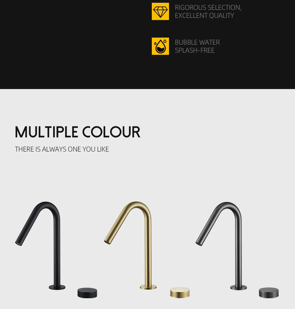 Gunmetal Basin faucet Knurled knob Hot & Cold Sink Mixer 360 Rotating Spout Wider spread Deck Mounted Basin Tap Bathroom Faucet