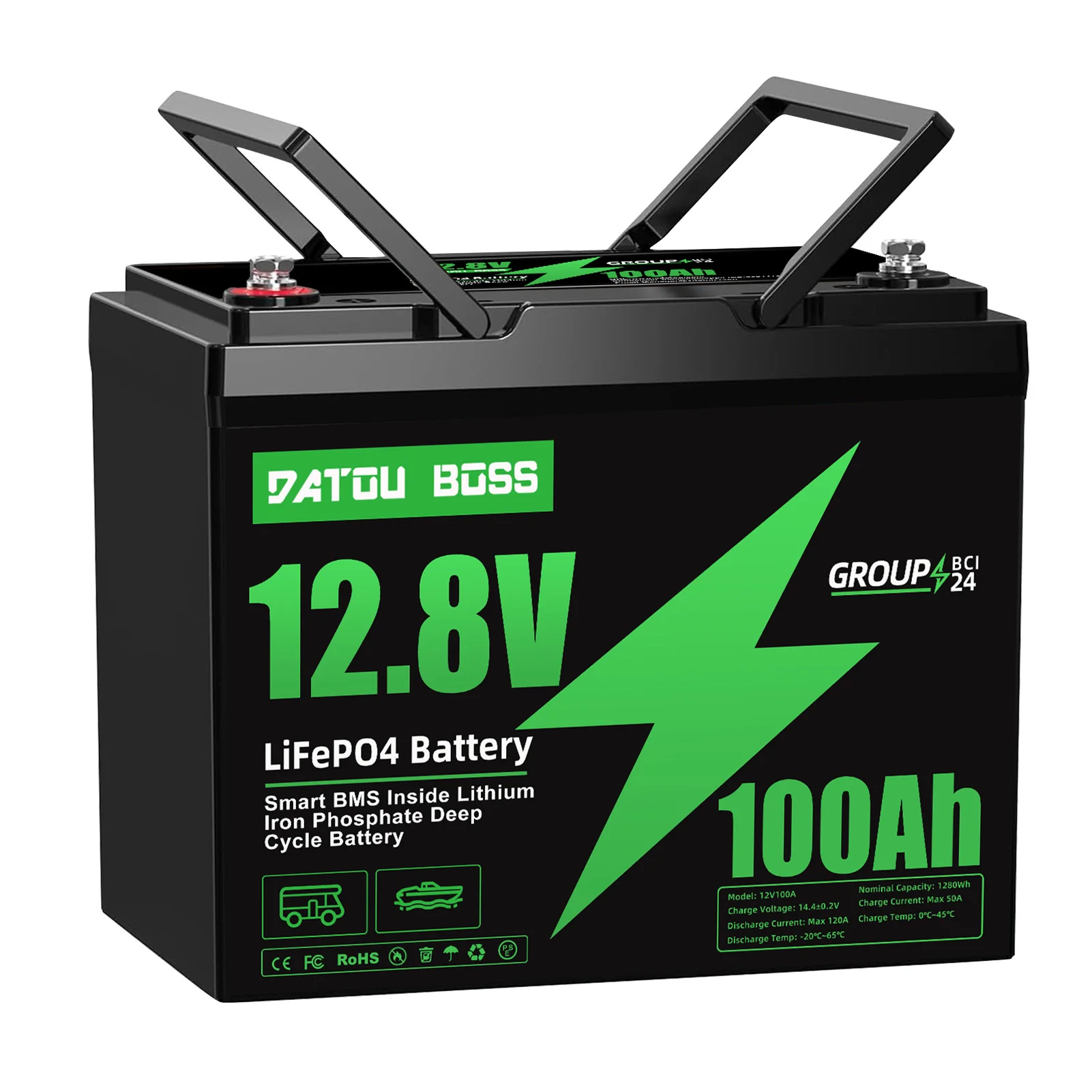 MFUZOP 12V 100Ah LiFePO4 Battery with Low-Temp Protection