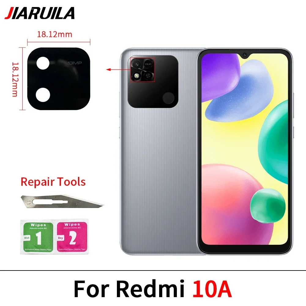 Phone Camera Lens Back Rear Glass Lens with Sticker Replacement Repair For Redmi 13C 13 A1 A2 A3 10 5G 10A 12 4G 5G 12C 12 Lite