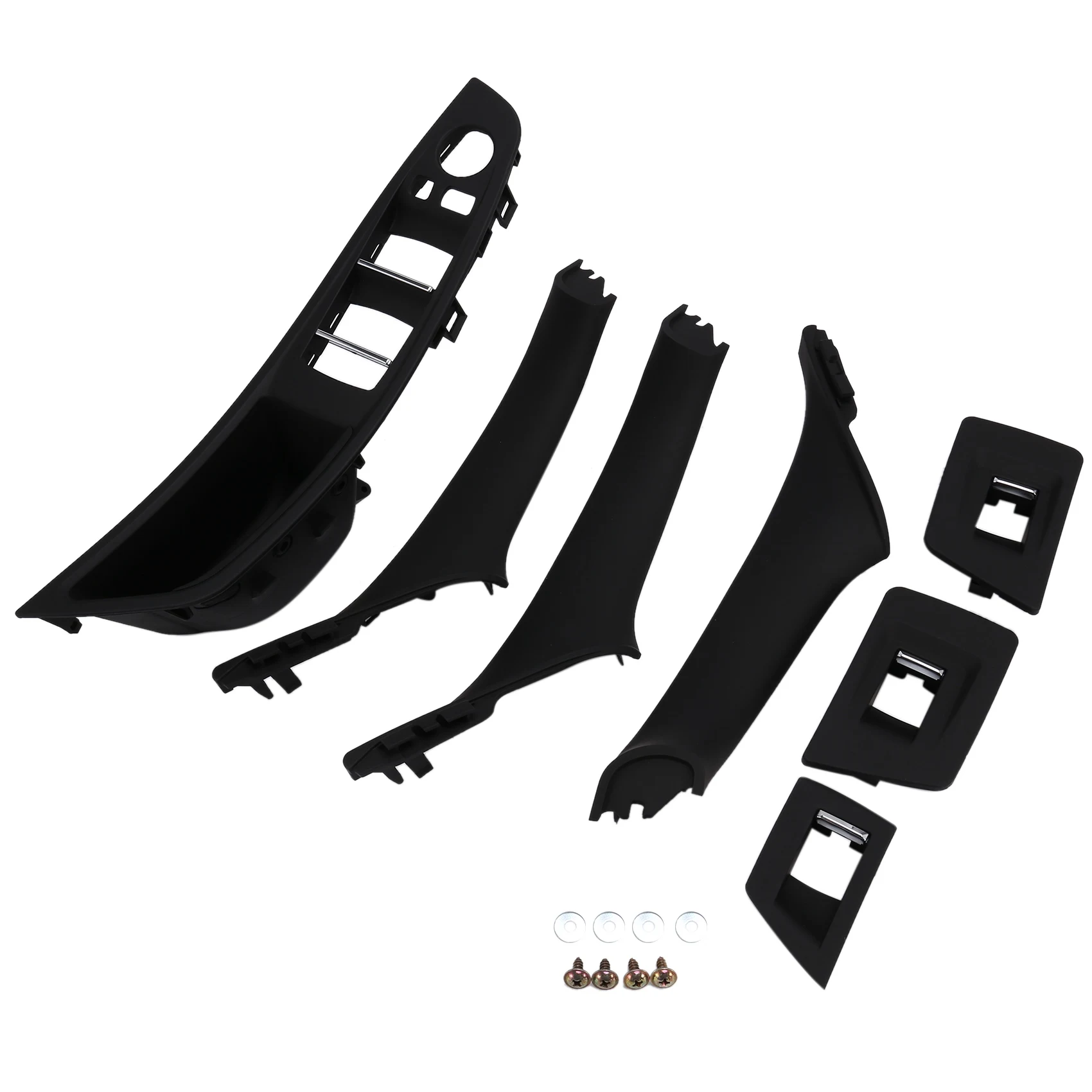 

7PCS Car Interior Door Handle Armrest Panel Pull Trim Cover Set 5141-7225-873 for-BMW 5 Series F11/F10/F18 Black