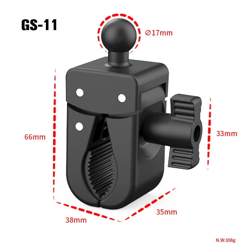 Motorcycle Bike Handlebar Rail Mount, 17mm Ball Head Claw Clamp Base Dual Socket Arm for Gopro 11 insta360 X3 Cameras Accessories