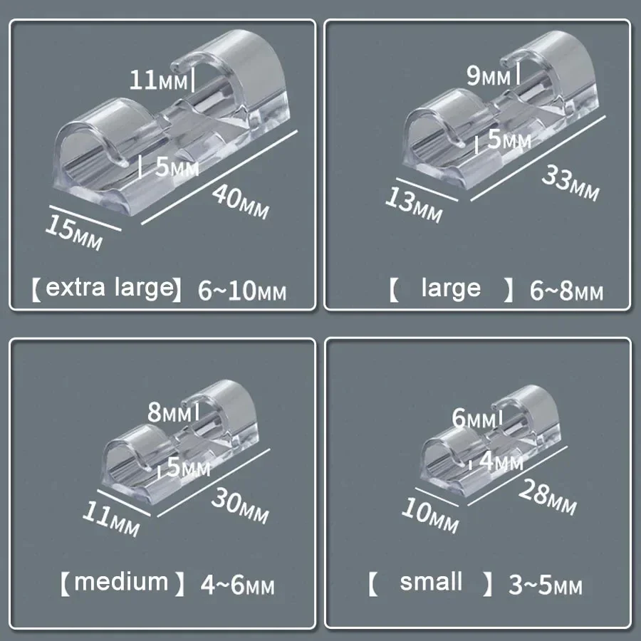 Cable organizer cable clip 100PCS cable organizer clips transparent self-adhesive desktop wall USB cable management wire winder manager PC winder