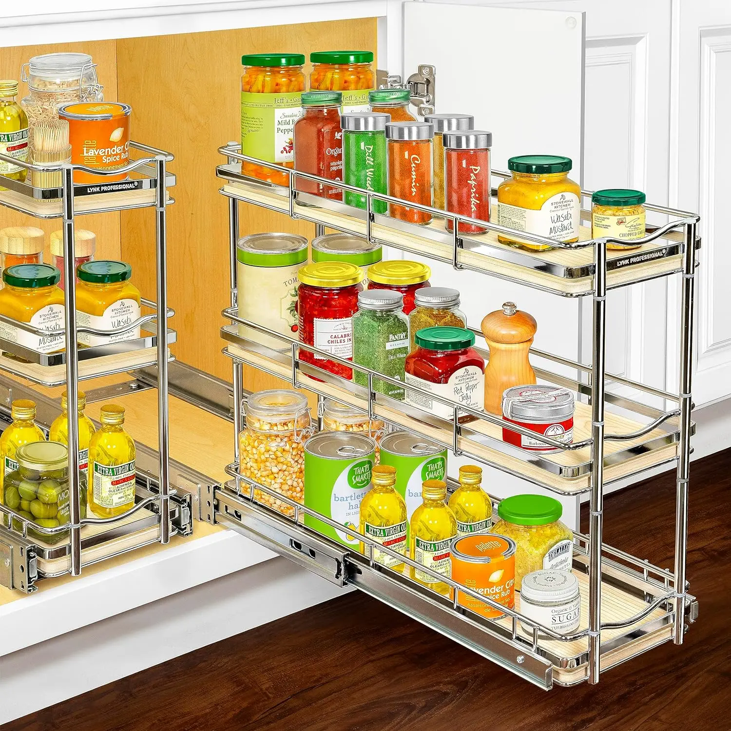 

Pull Out Cabinet Organizer - 6”x21”-Sliding Spice, Bottle Storage Narrow Slide Out Drawers for Kitchen Cabinets,Roll Out Shelves