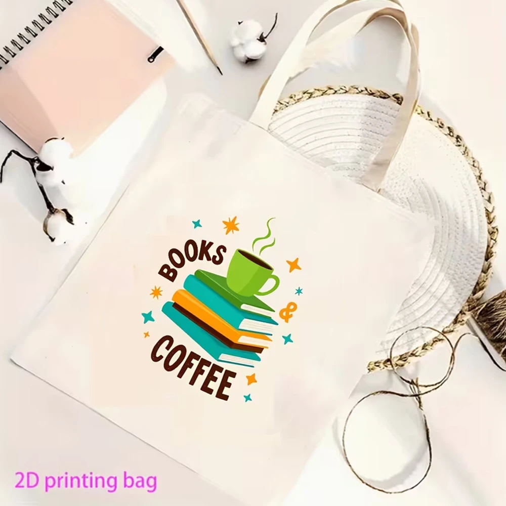 Book Lover's Coffee-Themed Reusable Tote – Perfect Gift for Readers and Coffee Enthusiasts