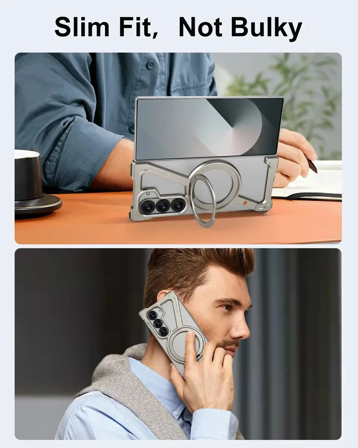 Eary Frameless Case for Galaxy Z Fold 7 With 360°Rotataion Magnetic Stand Metal Aluminium Shell Shockproof Protector Phone Cover