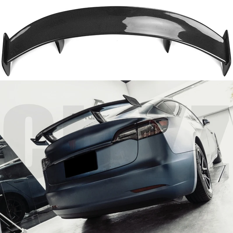 

For2019 2020 2021 2022 2023 2024 Tesla Model 3 Y S 100% Forged Real Carbon Fiberhighquality Rear Spoiler Trunk Lid GT Cmst Style
