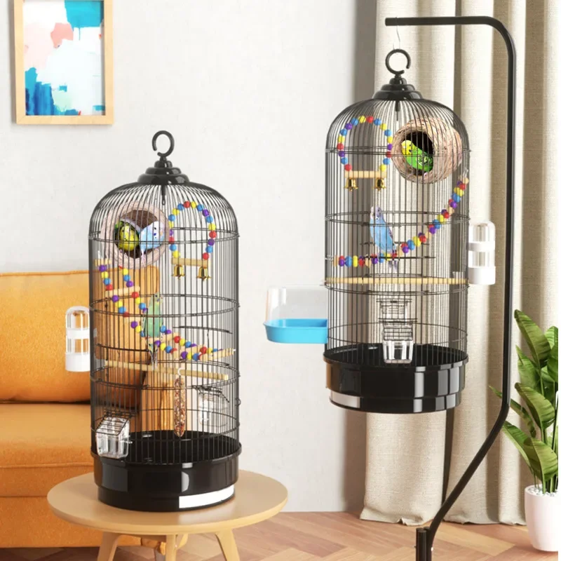 

Special Large Round Metal Parrot Cage Mesh Tiger Skin Xuanfeng Luxury Bird House for Little Myna Spacious and Secure Elegant