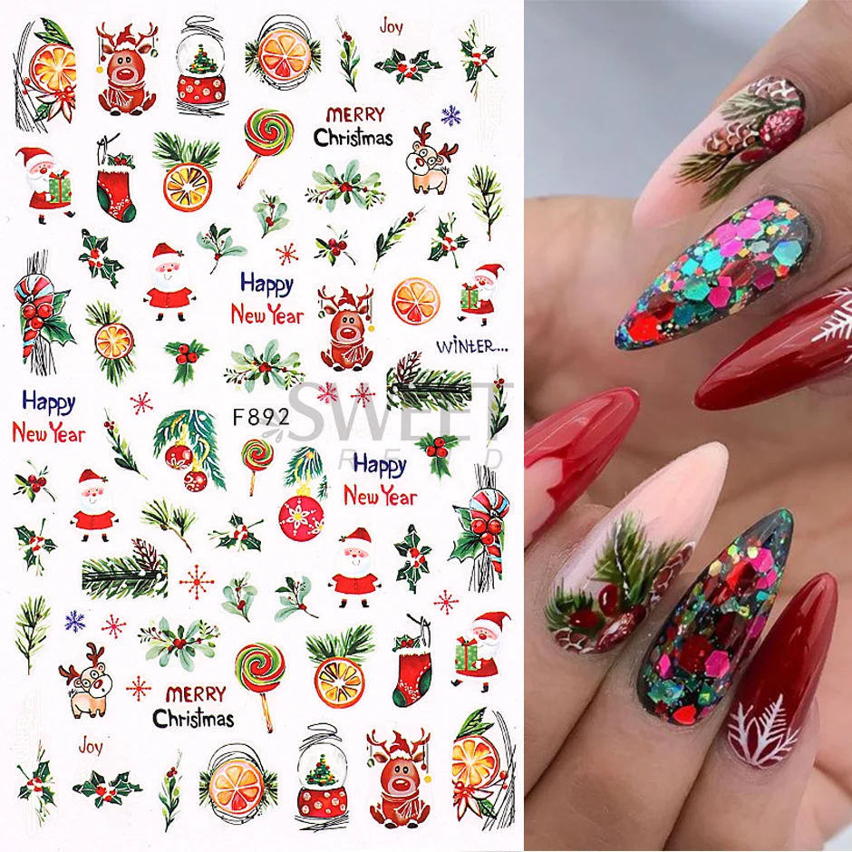 Nail Art Christmas Stickers Ins Christmas Snowflake Snowman Elk Leaves 3D  Adhesive Nail Sticker Nail1390566 From 57,7 € | DHgate