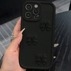 3D Cute Bowknot Silicone Case with Matte Finish - Samsung A73 (4G 5G) (Black)
