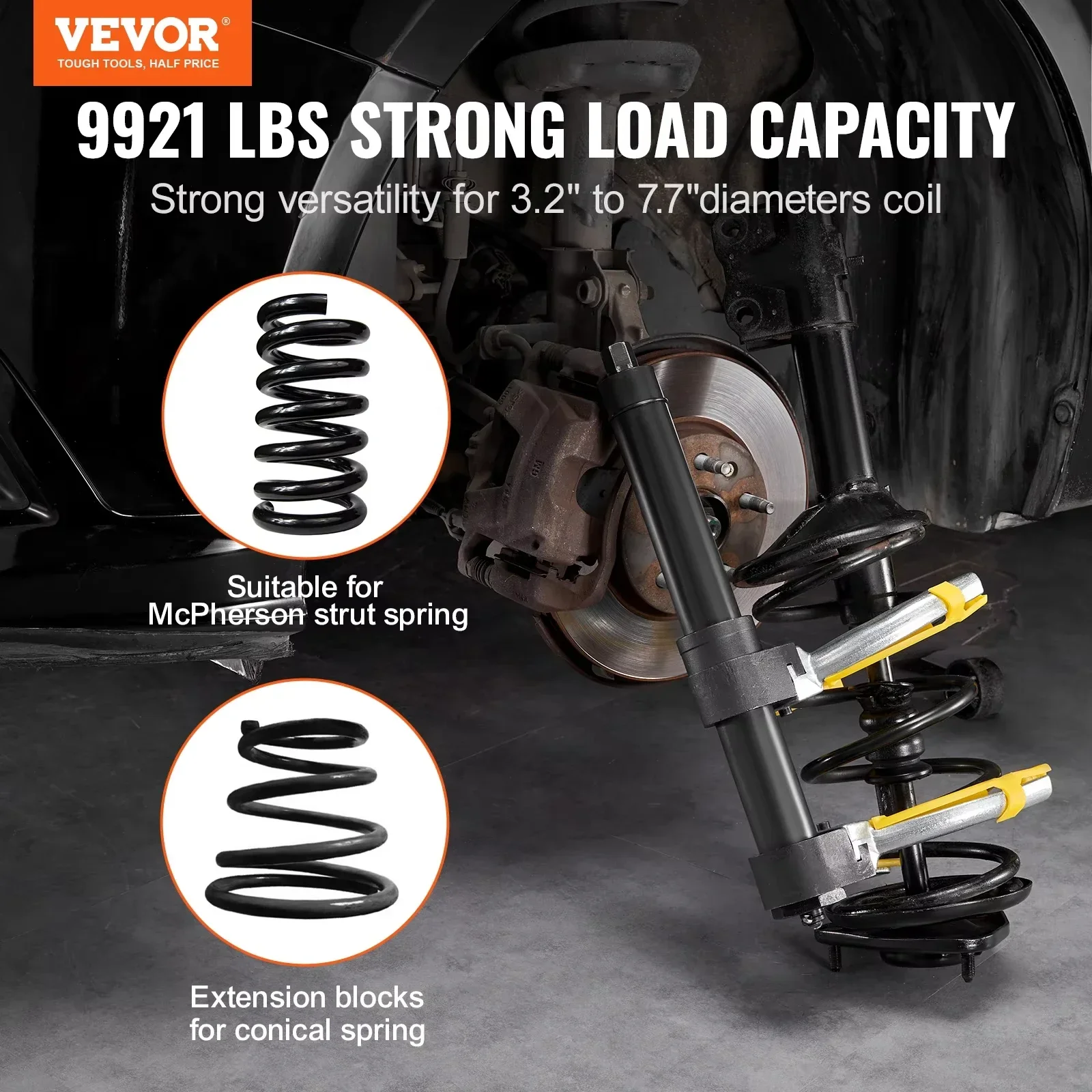 VEVOR Strut Spring Compressor Set Macpherson Strut Spring Compressor Kit Interchangeable Fork Strut Coil Extractor Remover Tool 2