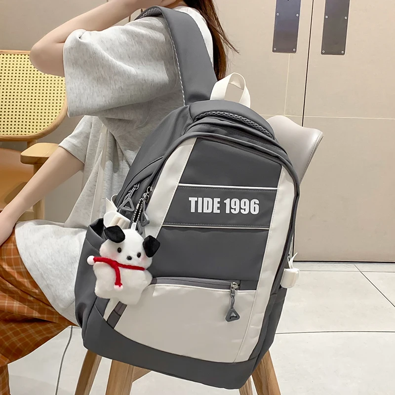 Eyiiye Canvas Bags Young Boys And Girls School Bags Travel Bags College Students Campus Backpack High School Student Shoulder Bag Gray Onesize