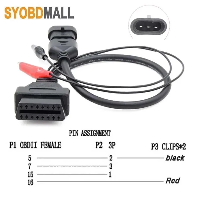 3Pin OBD Cable 3 Pin Male To OBD 16pin Adapter OBD2 OBDII DLC 16 Pin Female Diagnostic Tool for FIAT Lancia Alfa Romeo Obd2 Extension Cable Obd2 Cable