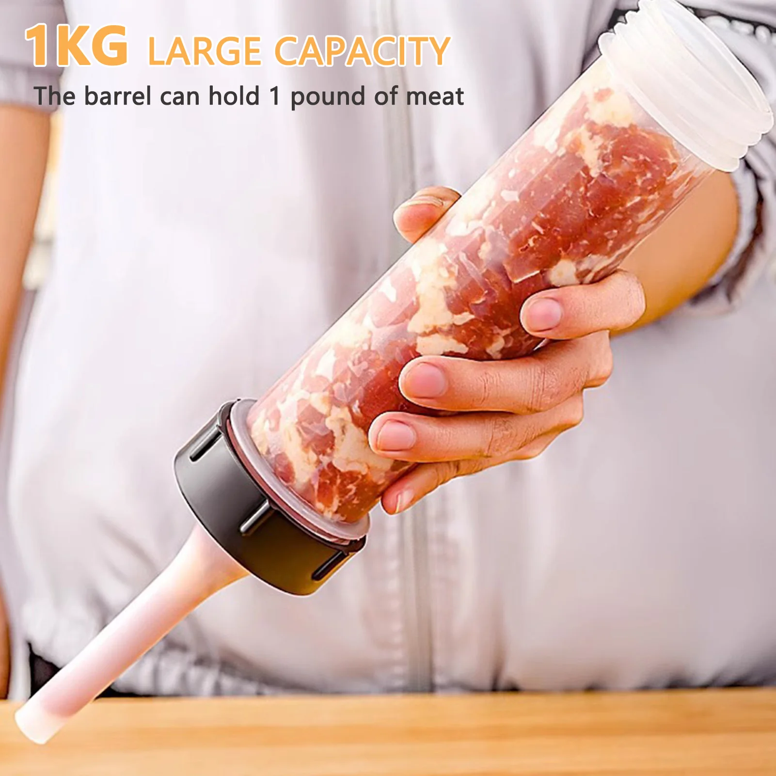 Manual Sausage Stuffing Machine With 3 Filler Nozzle Homemade Sausage Stuffer Hot Dogs Making Tool Set Meat Syringe Gadgets