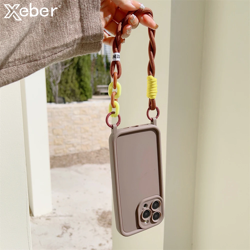 Vibrant Silicone Phone Case with Wrist Strap Lanyard – Protective Cover