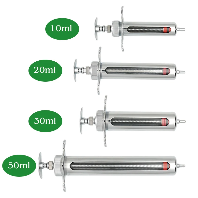 Reusable Stainless Steel Syringe Hypodermic Veterinary Animal Injector for Pig Cattle Sheep 1pcs Vet Tools Farm Supplies reusable syringe