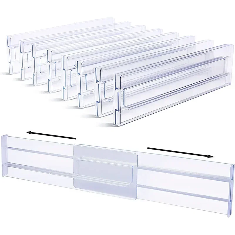 

Drawers Cabinet Adjustable Drawer Clothes Organizer Drawer Tools Clear Dividers Storage 2/4PCS Separators Kitchen Organizers