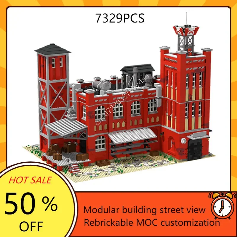 

Old Red Factory Modular MOC Creative street view Model Building Blocks Architecture DIY Education Assembly Model Toys Gifts