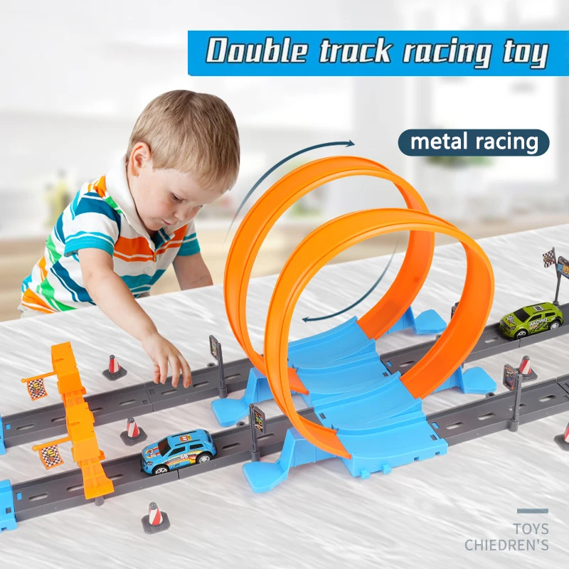 Metal Racing Car Toys with Flexible Ramp and Catapult