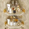 Acrylic Bathroom Shelf without Drilling Gold Rustproof Kitchen Toilet Shower Room Skincare Shampoo Corner Shelf Rack with Hook 1