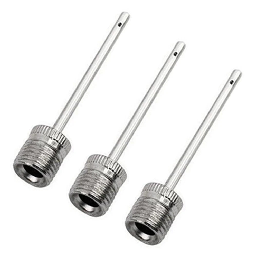 Metal Inflatable Pump Needle Stainless Steel Inflatable Needle Football Soccer Basketball Air Valve Adaptors 3pcs