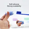 Standing Toothbrush Holder With Suction Cup Portable Tooth Brush Cap Cover Multifunction Fish Shape Silicone Toothbrush Hanger 3