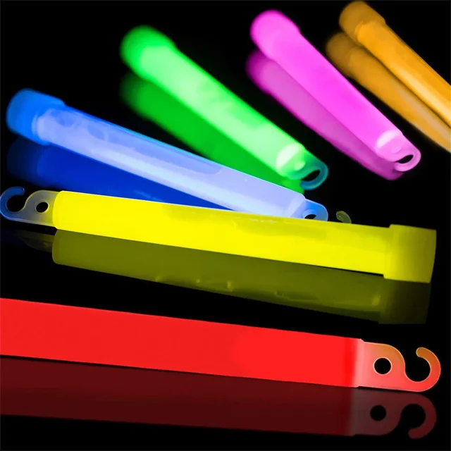 Bâtons lumineux de 6 pouces avec crochet, lumière fluorescente, randonnée, Camping, extérieur, d'urgence, Concert, fête, fournitures de Festival 4