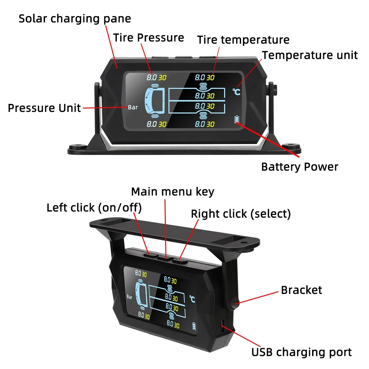 Car Tire Pressure Monitor Car Tire Pressure Sensor TPMS 6 Sensors