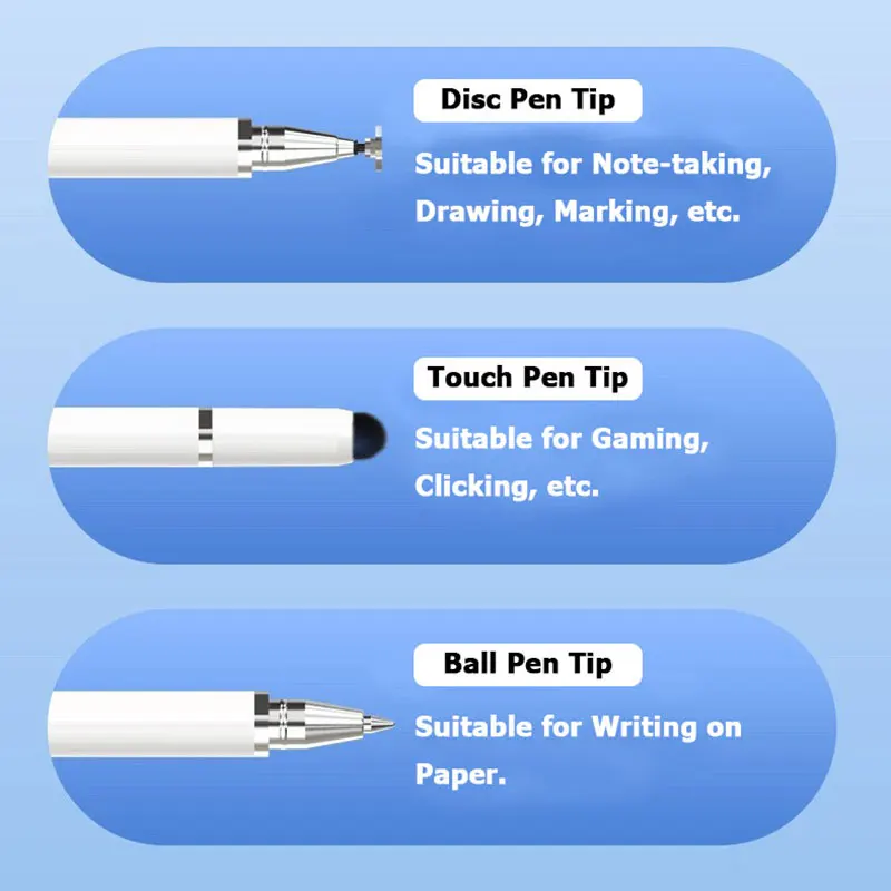 10Pcs Universal Tablet Stylus Pen 3 in 1 Drawing Screen Capacitive Touch Pencil for iPhone Xiaomi HUAWEI Samsung Mobile Phone