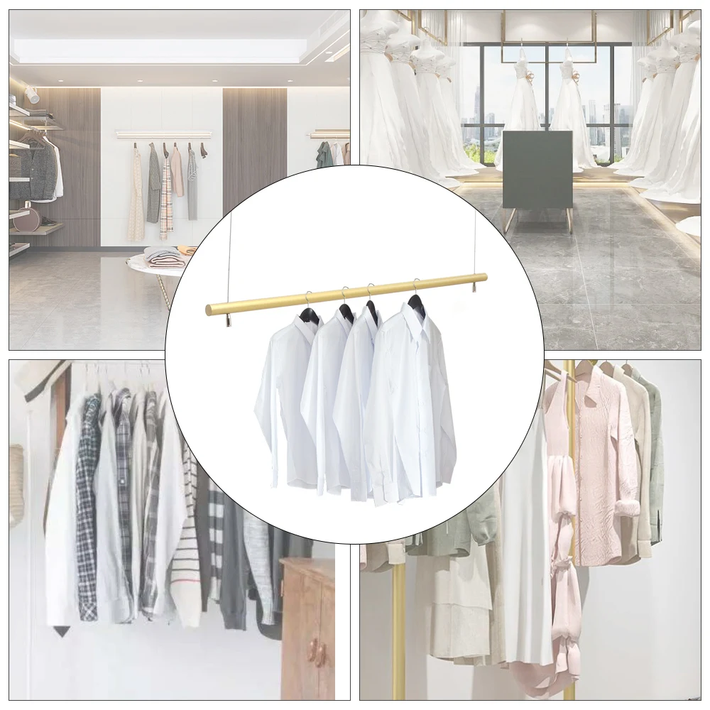 LOYALHEARTDY Metal Ceiling Mounted Garment Hanging Rod Clothes Hanger Coat Rack Heavy Duty Closet Organizer Dress Display Rail