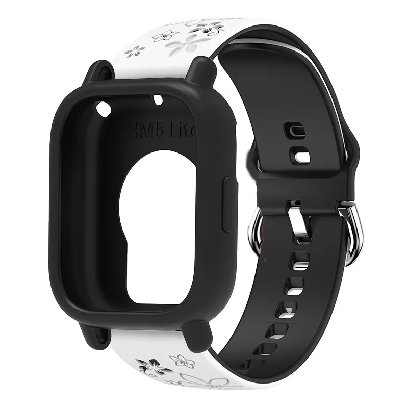 Engraved Silicone Sports Band with Protective Case - Premium Watch Strap Accessory