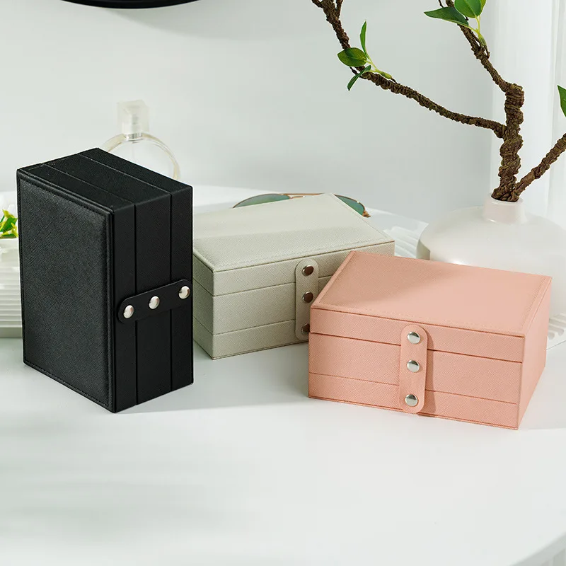 Jewelry Box PU Leather Portable Large Capacity Travel Necklace Earrings Ring Organizer Display Case Dustproof