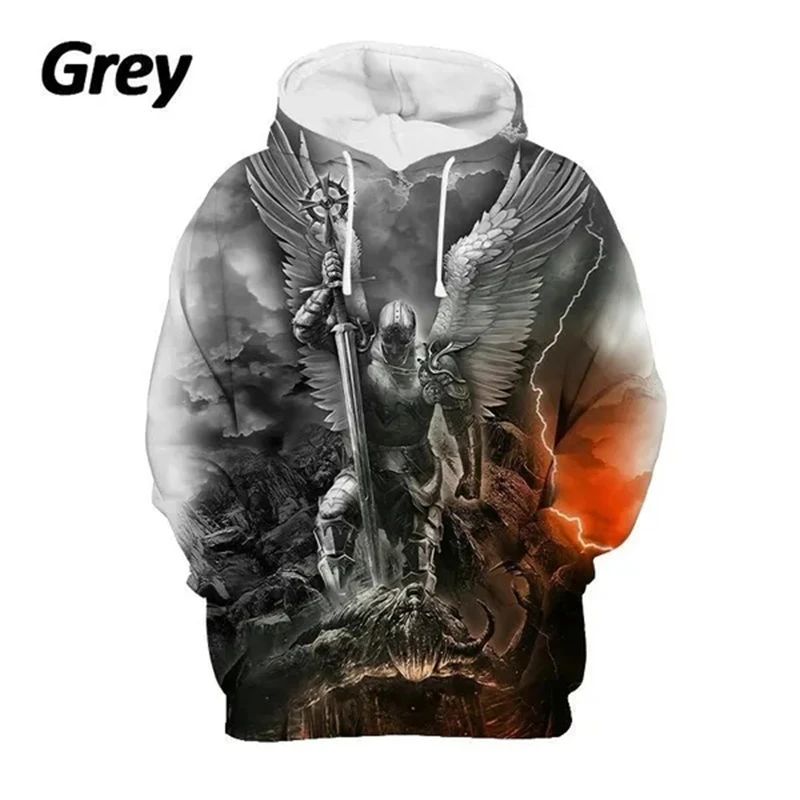 Neue Männer Mode Tempelritter Hoodie Coole 3d Gedruckt Langarm Straße Sweatshirt Tops Casual Kleidung Mit Kapuze Sweatshirts – Detail 12