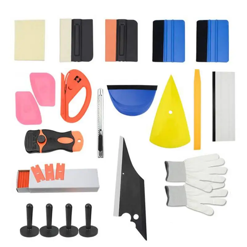 

21pcs/set Car Wrap Accessories Auto Carbon Film Vinyl Install Scraper Tools Stickers Cutter Knife Window Tints Soft Squeegee