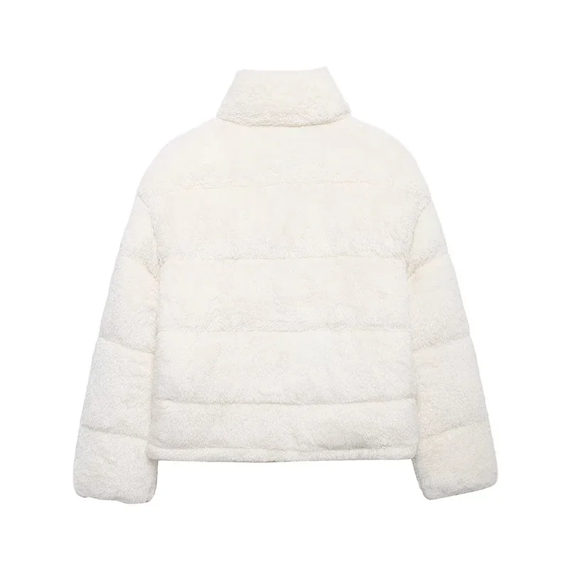 Abrigo de lana de cordero con cremallera para mujer, abrigo grueso y cálido de felpa, de manga larga, con cuello alto, holgado, informal, de forro polar, para invierno