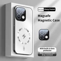 Magnetic Case with Camera Lens Protection and Wireless Charging - Shockproof Back Cover for OPPO Reno16 Pro 5G (White)