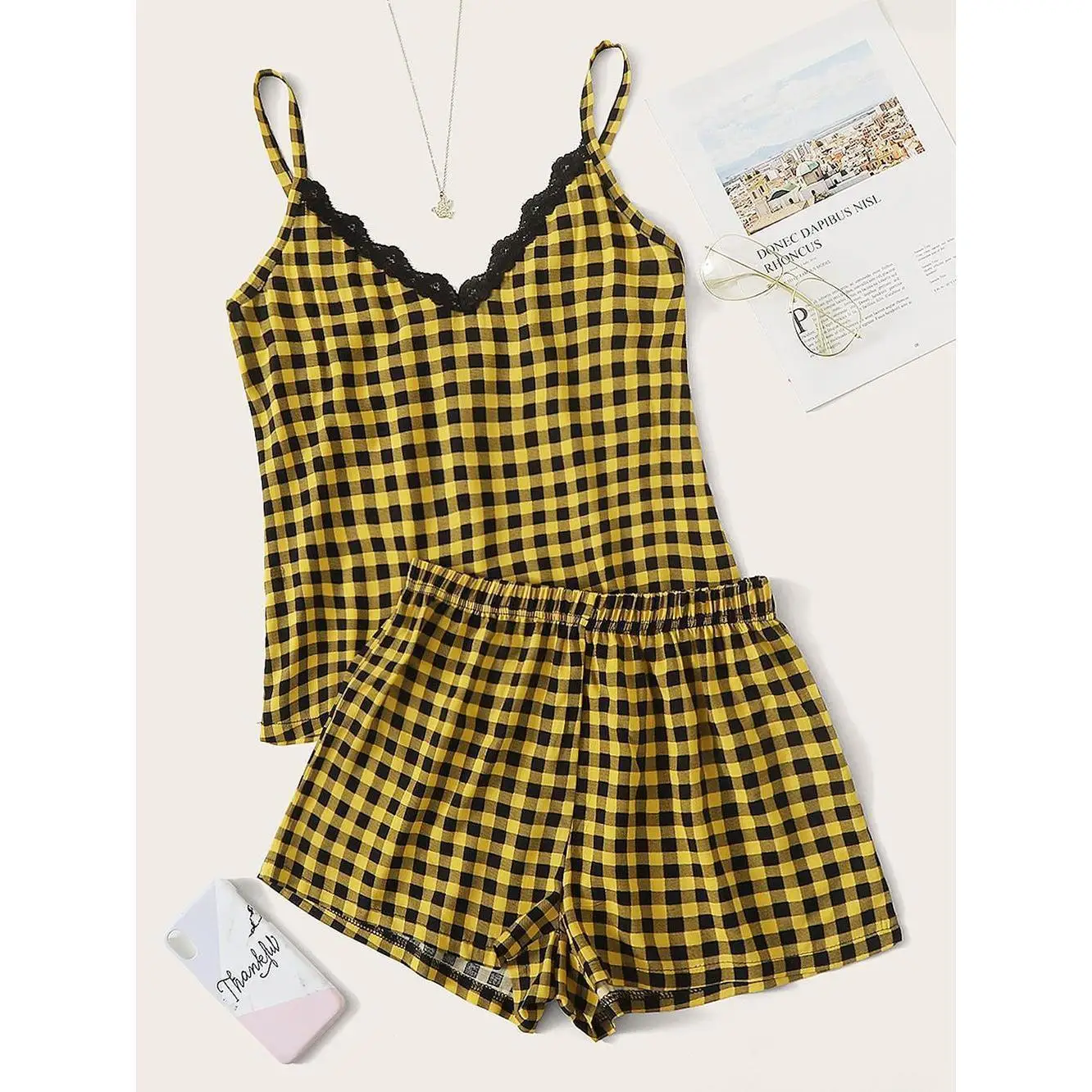 Sexy Camisole Crop Pajama Sets	cropped Camisola	women Mujer Conjuntos Pijamas Conjunto Pyjama Pijama Femme Ensembles Feminino Pj