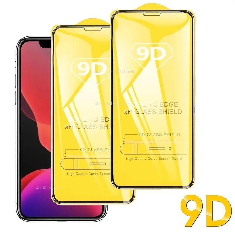2 Pz 9D Vetro Temperato Per Iphone 11 Pro 12 13 Mini 14 15 Pro Max 15 Ultra Screen Protector Per Iphone 7 8Plus Xr Xs Max Glass