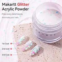 Makartt Acrylic Powder, 2oz Professional Pink Hexagon Glitter Acrylic Nail Powder for Nail Extension 3D Carving Sculpture French 2