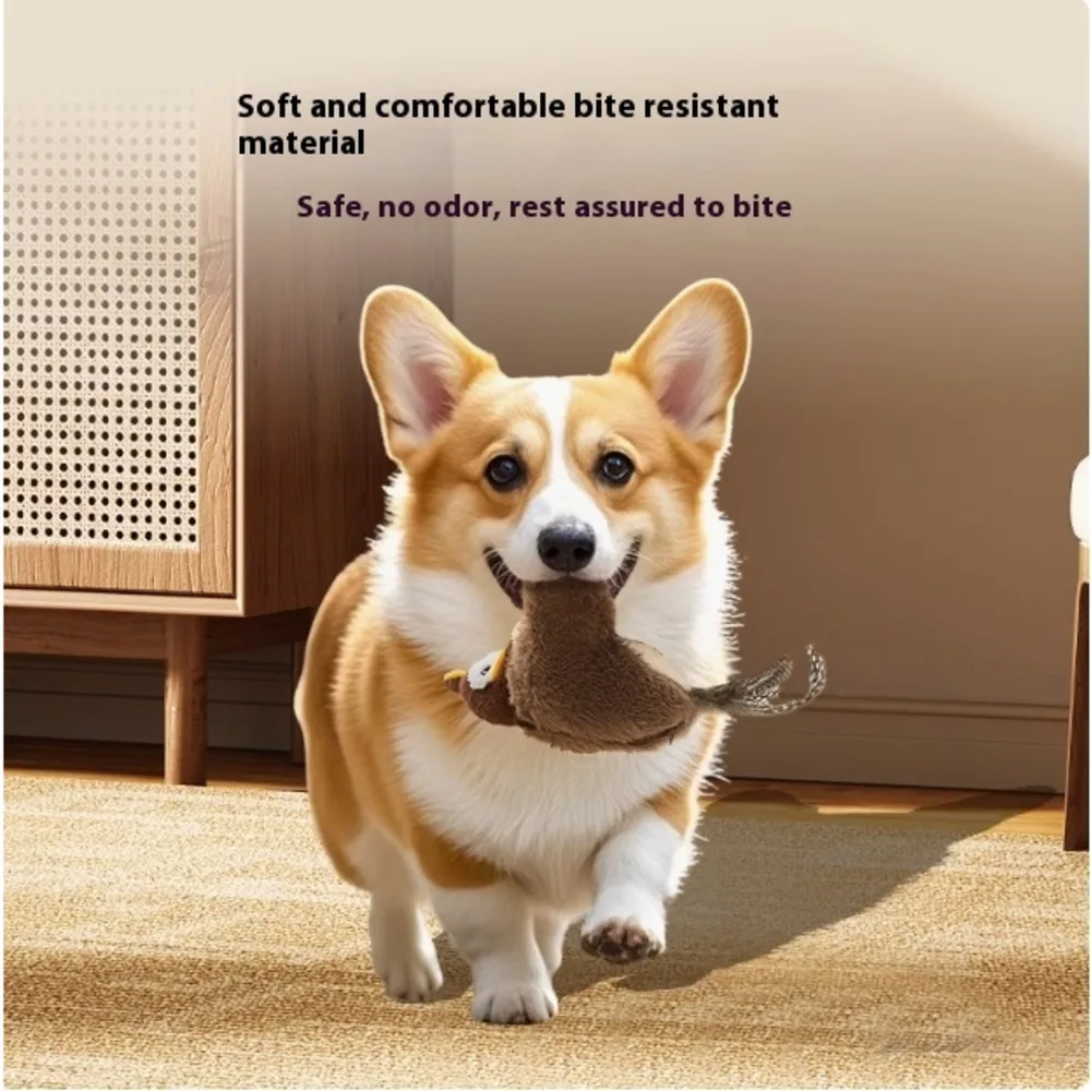 New Interactive Dog Toys Catnip Electric Pat Bird (with Catnip) Dog Cats Touch-Activated Squeaky Plush Toy Pet USB Rechargeable 4