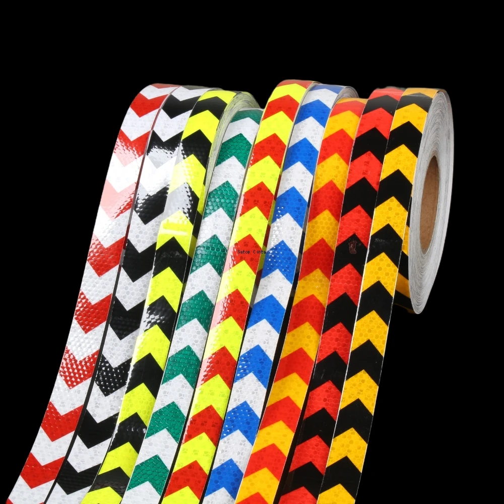 25mm*5m Arrow Reflective Bicycle Stickers Self-Adhesive Reflectors Waterproof Warning Tape Strips Car Bike Helmet Motorcycle reflective tape bands bike reflective tape reflective stickers reflective tape