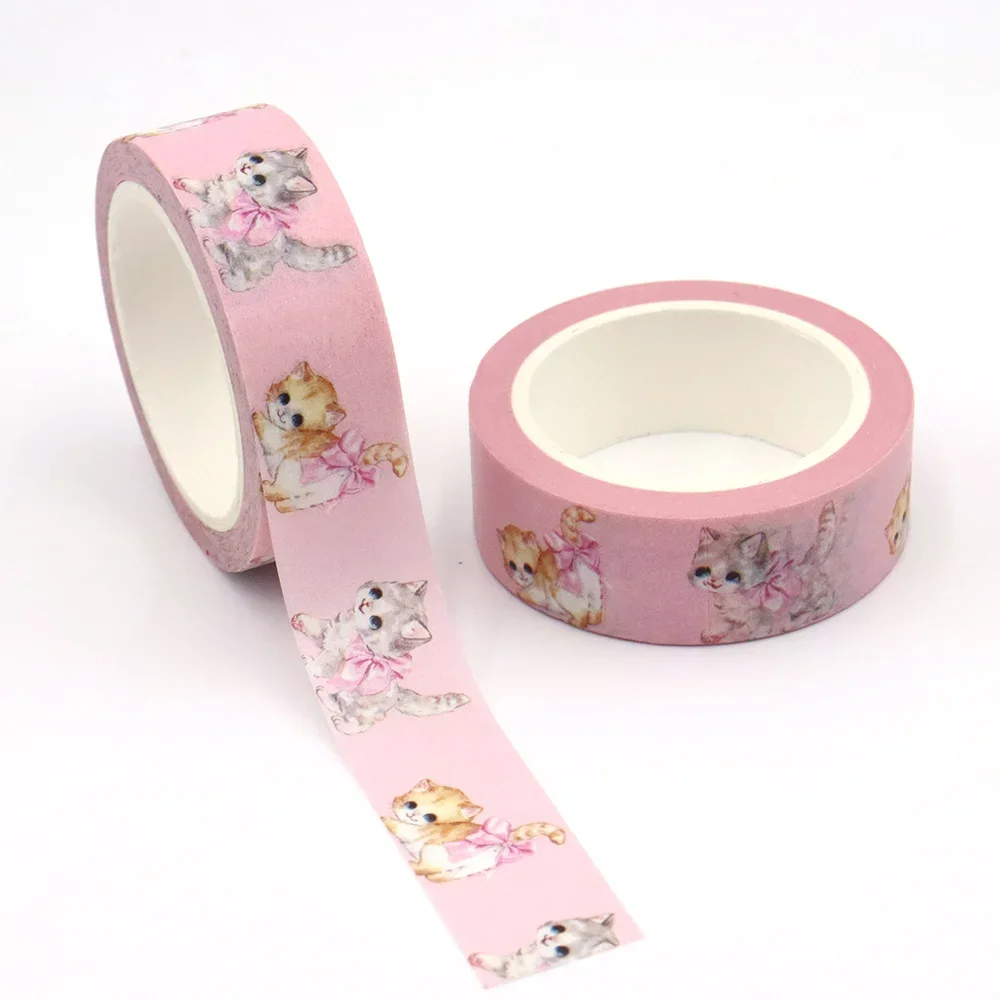 Nový 1ks 15mm x 10m valentýn květinová kočky maskovací lepidlo úřad zásoby scrapbooking stacionární washi tapes