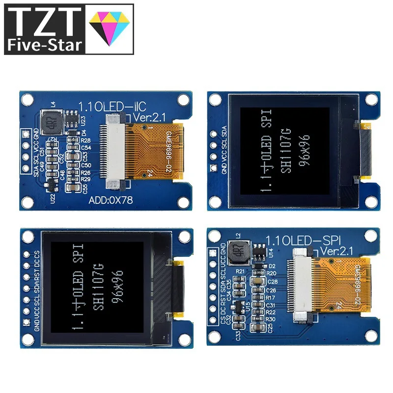 1.1 Inch OLED Display 96&times;96 LCD module Interface SPI SH1107 4PIN / 7PIN LCD 1.1 "OLED vertical screen module white For arduino
