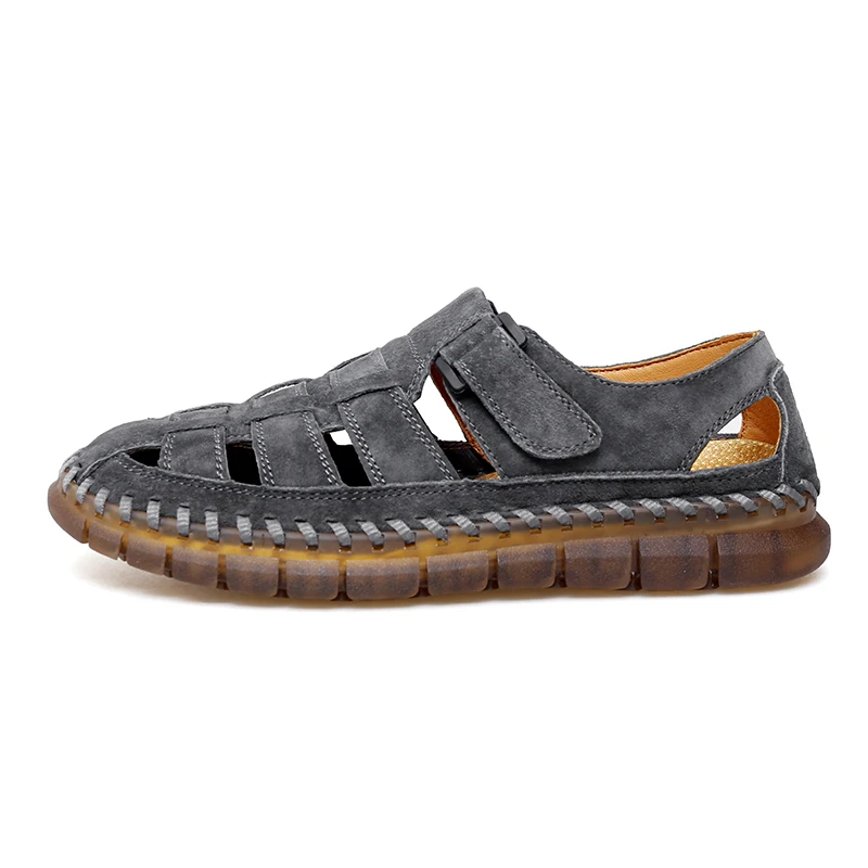 

Fashionable Genuine Leather Men's Sandals Non-slip and Wear-resistant Men's Summer Shoes Handmade Large Size New Men's Slippers