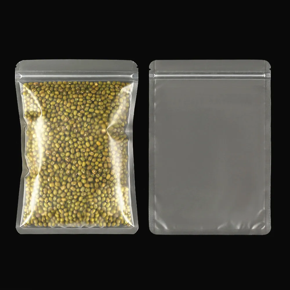 Food Grade Zip Lock Bag 100pcs Matte Transparent Zipper Resealable Plastic Pouch - Self-sealing Packaging for Underwear / Snacks 4