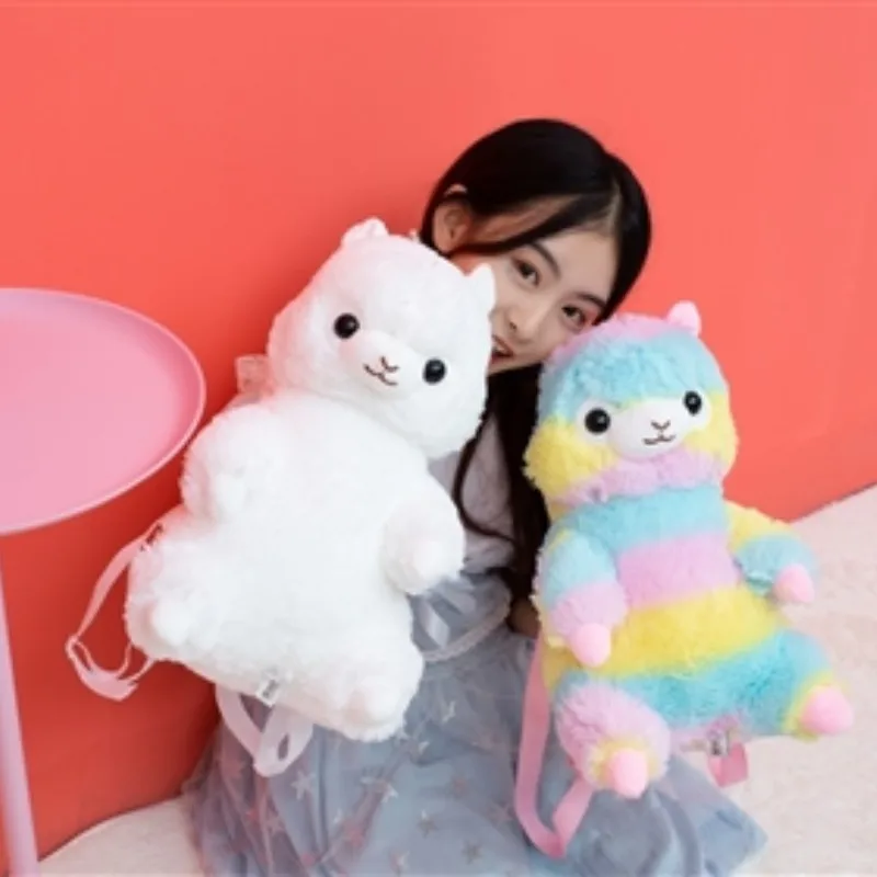 Cute Alpaca Plush Backpack - Soft Stuffed Animal Shoulder Bag