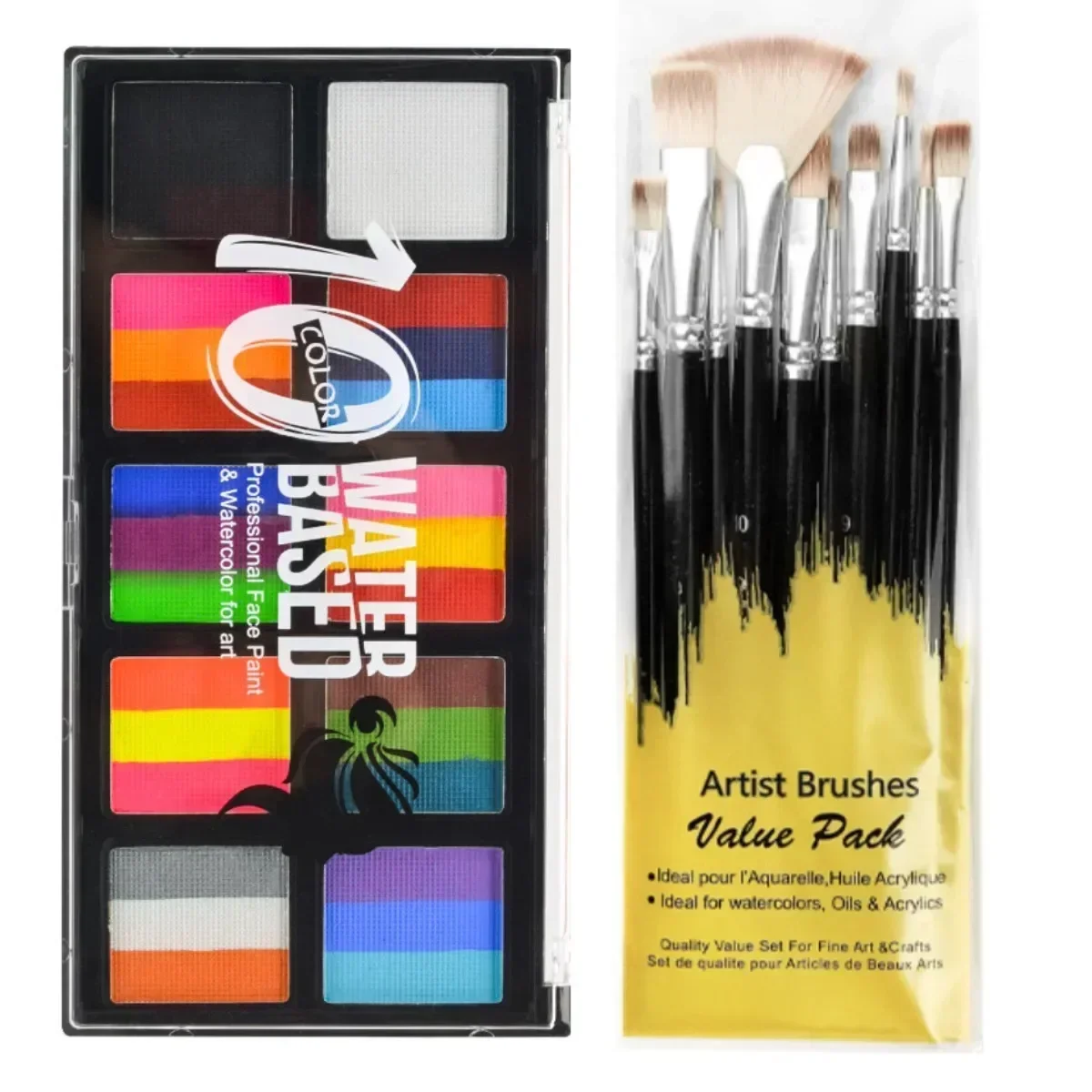 

Face Body Painting Kids Flash Tattoo Halloween Party Makeup Dress Beauty paint Palette with brush kit face make up free shipping