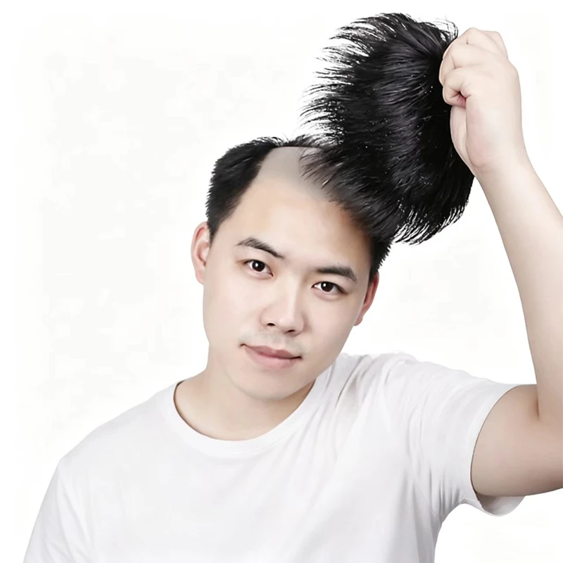 Protesi Capillare Maschile 100% Capelli Umani, Parrucche Toupee per Uomo, Sistema di Sostituzione Capelli, Parrucca da Uomo con Capelli Veri per Copertura Calvizie e Capelli Bianchi - immagine 6