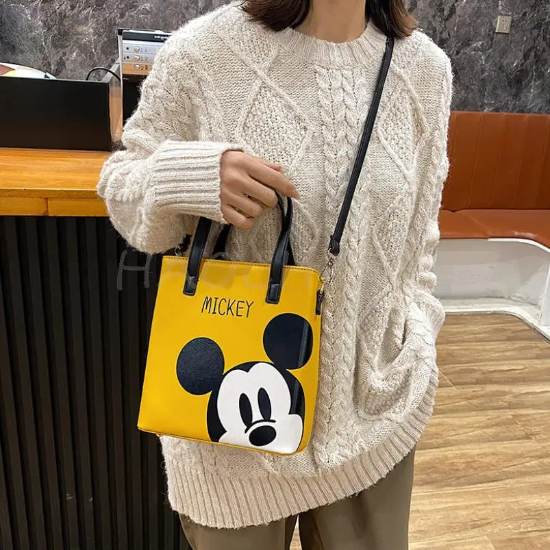 Disney Mickey Women Messenger Bag Lady Shoulder Crossbody Bag Small Female  pu Leather Handbag Black Red Yellow