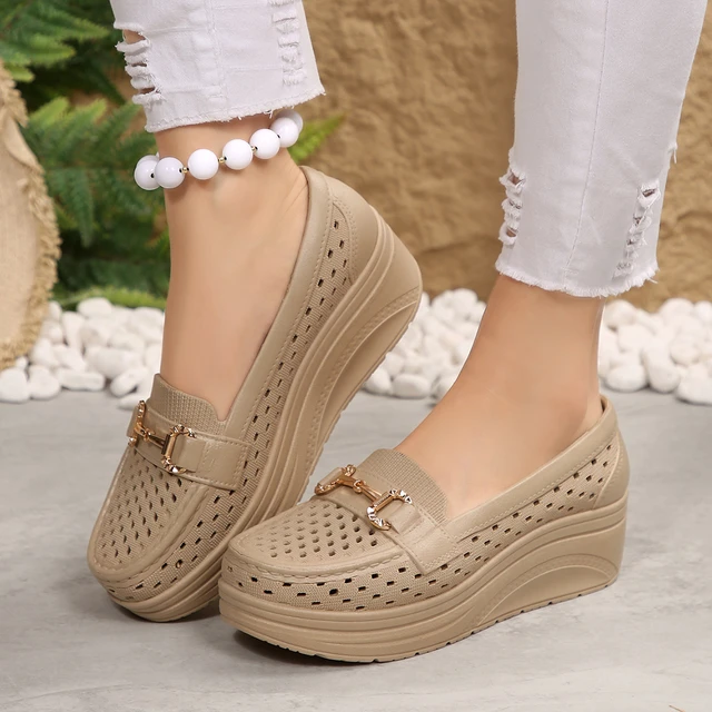 Spring Summer Hot-selling Comfortable Thick-soled Non-slip Sports Shoes for Women Fashion New Breathable Sexy Wedge Work Shoes 1