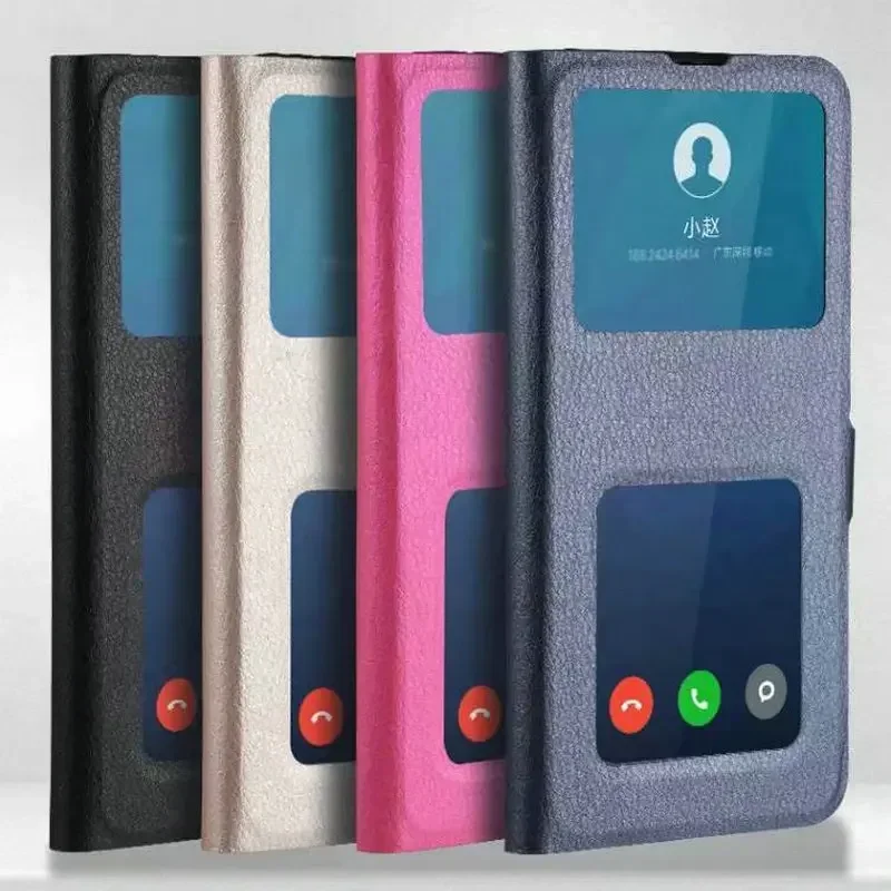 Luxury Window Leather Flip Cover Case - Shockproof Book-Style Design